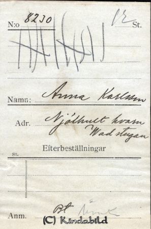 Anna Karlsson Njölhult kvarn Wadstugan
Anna Karlsson Njölhult kvarn Wadstugan

raja
Döttrarna Märta född 1911 och Margit född 1916 i Bjärkstugan, Njölhults kvarn. 
Källa: Gerd Pettersson

Nyckelord: Karlsson Njölhult