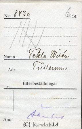 Tekla Wirén Tullerum
Tekla Wirén Tullerum
Nyckelord: Wirén Tullerum