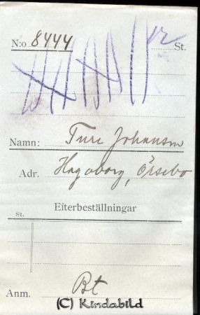 Ture Johansson Hagaborg Örsebo
Ture Johansson Hagaborg Örsebo
Nyckelord: Johansson Hagaborg