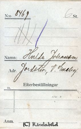 Hulda Johansson Jordsten  V Eneby
Hulda Johansson Jordsten  V Eneby

raja
Hulda Johansson, Jordsten, V. Eneby 
Källa: smol
Nyckelord: Johansson Jordsten