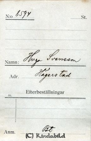 Hugo Svensson Hägerstad
Hugo Svensson Hägerstad
Nyckelord: Svensson Hägerstad