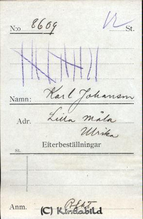 Karl Johansson  Lilla Måla Ulrika
Karl Johansson  Lilla Måla Ulrika
Nyckelord: Karl Johansson