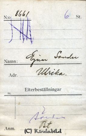 Ejnar Sander Ulrika
Ejnar Sander Ulrika
Nyckelord: Sander Ulrika