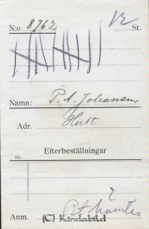 P A Johansson Hult
P A Johansson Hult
Nyckelord: Johansson Hult