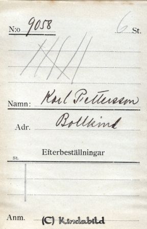 Karl Pettersson Bollkind
Karl Pettersson Bollkind
Nyckelord: Pettersson Bollkind