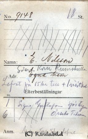 E Nilsson Södra Kvill  Rumskulla
E Nilsson Södra Kvill  Rumskulla
(Signe Gustafsson Sjöstugan Örsebo Tidersrum)
Nyckelord: Nilsson Rumskulla