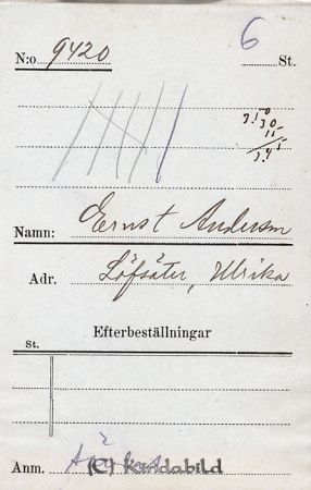 Ernst Andersson  Löfsäter  Ulrika
Ernst Andersson  Löfsäter  Ulrika
Nyckelord: Andersson Löfsäter