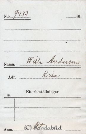 Wille Andersson  Kisa
Wille Andersson  Kisa
Nyckelord: Wille Andersson