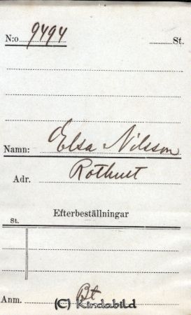 Elsa Nilsson  Rothult
Elsa Nilsson  Rothult
Nyckelord: Nilsson Rothult