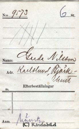 Gerda Nilsson  Karlslund  Björkhult
Gerda Nilsson  Karlslund  Björkhult
Nyckelord: Nilsson Karlslund
