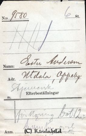 Ester Andersson Utdala Stjernevik  Oppeby
Ester Andersson Utdala Stjernevik  Oppeby
Nyckelord: Andersson Utdala