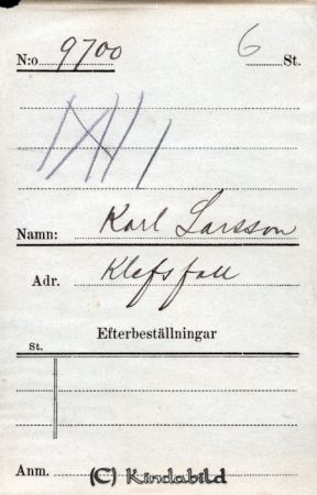 Karl Larsson  Yxefall
Karl Larsson  Yxefall
Nyckelord: Larsson Yxefall