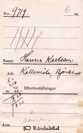 Hanna Karlsson  Kållemåla  Björkhult
Hanna Karlsson  Kållemåla  Björkhult
Nyckelord: Karlsson Kållemåla