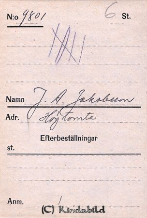 J A Jakobsson  Högtomta
J A Jakobsson  Högtomta
Nyckelord: Jakobsson Högtomta