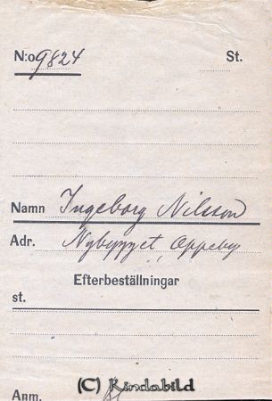 Ingeborg Nilsson  Nybygget  Oppeby
Ingeborg Nilsson  Nybygget  Oppeby
Nyckelord: Nilsson Nybygget