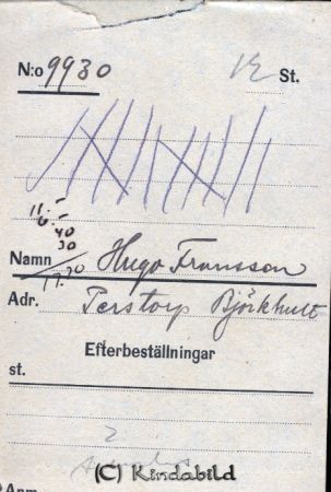 Hugo Fransson  Perstorp  Björkhult
Hugo Fransson  Perstorp  Björkhult
Nyckelord: Fransson Perstorp