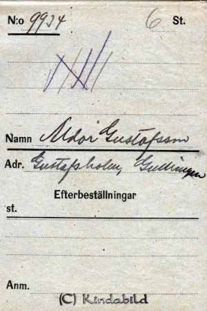 Aldor Gustafsson  Gustafsholm  Gullringen
Aldor Gustafsson  Gustafsholm  Gullringen
Nyckelord: Gustafsson Gustafsholm