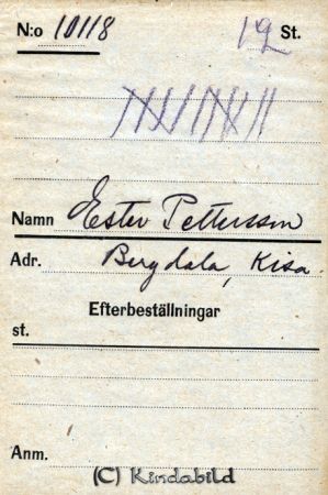 Ester Pettersson  Bergdala  Kisa
Ester Pettersson  Bergdala  Kisa
Nyckelord: Pettersson Bergdala