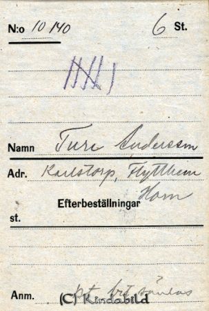 Ture Andersson  Karlstorp  Flytthem  Horn
Ture Andersson  Karlstorp  Flytthem  Horn
Nyckelord: Andersson Karlstorp