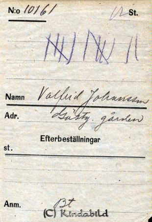 Valfrid Johansson  Gästg.gården
Valfrid Johansson  Gästg.gården
Nyckelord: Johansson Gästg.gården