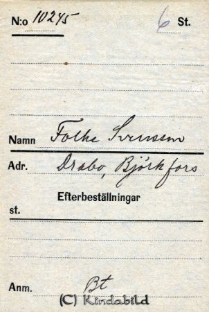 Folke Svensson  Drabo  Björkfors
Folke Svensson  Drabo  Björkfors
Nyckelord: Svensson Drabo