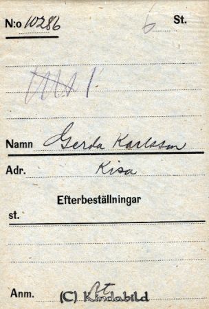 Gerda Karlsson  Kisa
Gerda Karlsson  Kisa
Nyckelord: Gerda Karlsson