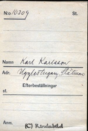 Karl Karlsson  Ugglestugan  Slätmon
Karl Karlsson  Ugglestugan  Slätmon
Nyckelord: Karlsson Ugglestugan