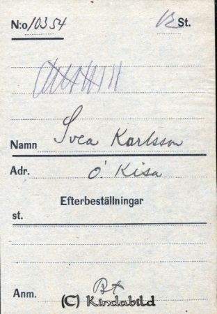 Svea Karlsson  Ö  Kisa
Svea Karlsson  Ö  Kisa
Nyckelord: Karlsson Ö