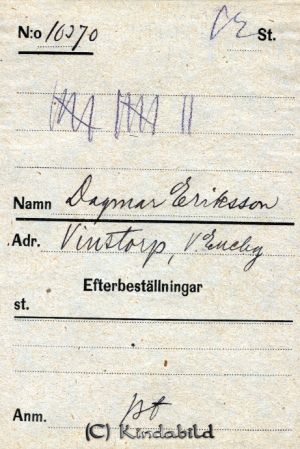 Dagmar Eriksson  Vinstorp  V Eneby
Dagmar Eriksson  Vinstorp  V Eneby
Nyckelord: Eriksson Vinstorp