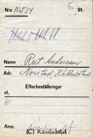 Rut Andersson  Norstad  Kättilstad
Rut Andersson  Norstad  Kättilstad
Nyckelord: Andersson Norstad