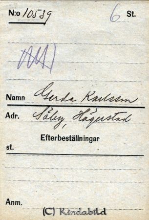 Gerda Karlsson  Säby  Hägerstad
Gerda Karlsson  Säby  Hägerstad
Nyckelord: Karlsson Säby