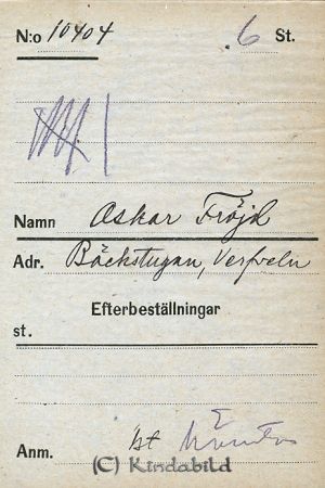 Oskar Fröjd  Bäckstugan  Verfveln
Oskar Fröjd  Bäckstugan  Verfveln
Nyckelord: Fröjd Bäckstugan