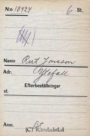 Rut Jonsson  Yxefall
Rut Jonsson  Yxefall
Nyckelord: Jonsson Yxefall