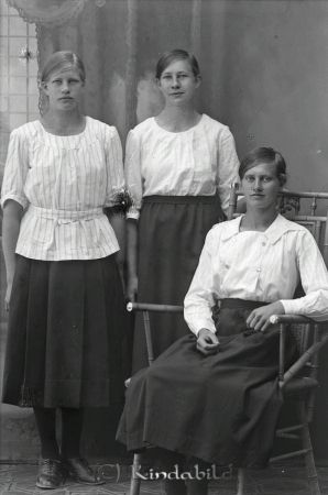 Göransson  Malma
godj
Göransson  Malma
Grupporträtt med tre kvinnor

raja
Systrarna Agnes, Dagmar och Ellen Göransson.
Källa: SVAR Folkräkning 1910 
Källa: Gerd Pettersson 

Nyckelord: Göransson Malma