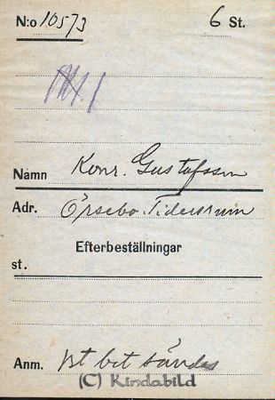 Kons Gustafsson  Örsebo  Tidersrum
Kons Gustafsson  Örsebo  Tidersrum
Nyckelord: Gustafsson Örsebo