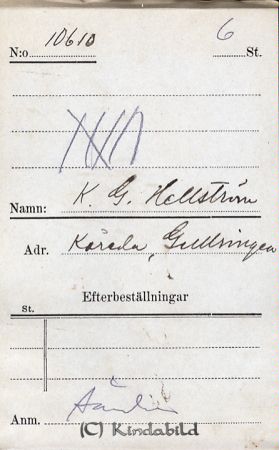 K G Hellström  Kåreda  Gullringen
K G Hellström  Kåreda  Gullringen
Nyckelord: Hellström Kåreda