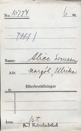 Alicé Svensson  Nargöl  Ulrika
Alicé Svensson  Nargöl  Ulrika
Nyckelord: Svensson Nargöl