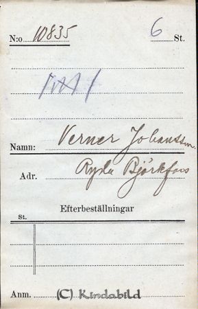 Verner Johansson  Ryda  Björkfors
Verner Johansson  Ryda  Björkfors
Nyckelord: Johansson Ryda