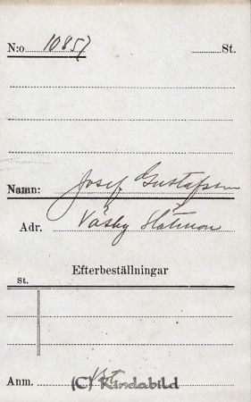 Josef Gustafsson  Väsby  Slätmon
Josef Gustafsson  Väsby  Slätmon
Nyckelord: Gustafsson Väsby