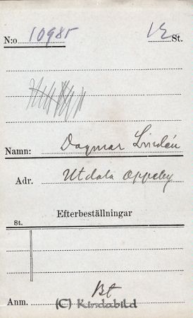 Dagmar Lindén  Utdala  Oppeby
Dagmar Lindén  Utdala  Oppeby
Nyckelord: Lindén Utdala