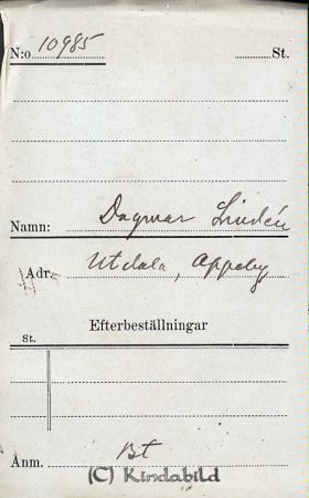 Dagmar Lindén  Utdala  Oppeby
Dagmar Lindén  Utdala  Oppeby
Nyckelord: Lindén Utdala