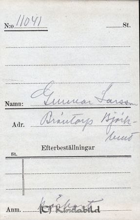 Gunnar Larsson  Bräntorp  Björkhult
Gunnar Larsson  Bräntorp  Björkhult
Nyckelord: Larsson Bräntorp