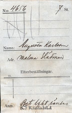 Augusta Karlsson Malma Slätmon
Augusta Karlsson Malma Slätmon
Nyckelord: Karlsson Malma