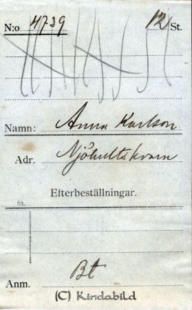 Anna Karlsson Njöhults kvarn
Anna Karlsson Njöhults kvarn
Nyckelord: Karlsson Njöhults