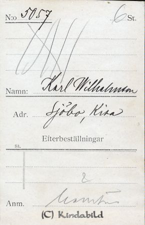 Karl Wilhelmsson Sjöbo Kisa
Karl Wilhelmsson Sjöbo Kisa
Nyckelord: Wilhelmsson Sjöbo