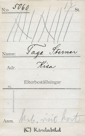 Tage Sterner Kisa
Tage Sterner Kisa
Nyckelord: Tage Sterner