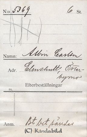 Albin Carlsson Elmshult Österbymo
Albin Carlsson Elmshult Österbymo
Nyckelord: Carlsson Elmshult