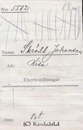 Skrädd. Johansson Kisa
Skrädd. Johansson Kisa
Nyckelord: Skrädd. Johansson