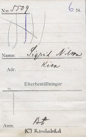Sigrid Nilsson Kisa
Sigrid Nilsson Kisa
Nyckelord: Sigrid Nilsson