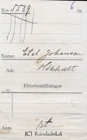 Etel Johansson Hökhult
Etel Johansson Hökhult
Nyckelord: Johansson Hökhult